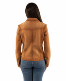 leatherwear womens tan 100% leather ladies shirt jacket - Scully Leather