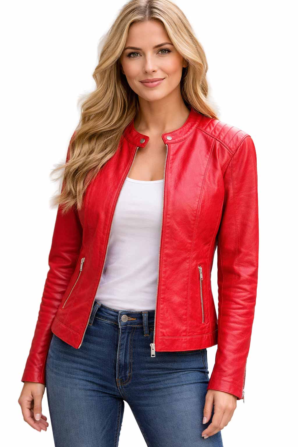 Scully Leather Red Lamb Zip Front Leather Jacket - L1168-97 - Scully Leather - Flyclothing LLC