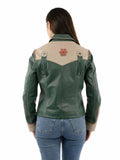 Leatherwear womens 100% leather Teal Ladies zip front jacket - Scully Leather