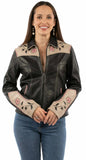 Leatherwear womens 100% leather Black Ladies zip front jacket - Scully Leather