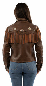 Scully Leather 100% Leather Brown Ladies Fringe Jacket - Scully Leather - Flyclothing LLC