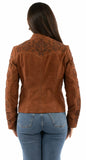 Leatherwear womens 100% leather Brown Ladies beaded jacket - Scully Leather
