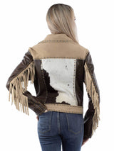 Scully Leather 100% Leather Brown Hair On Calf Zip Front Ladies Jacket - Scully Leather - Flyclothing LLC