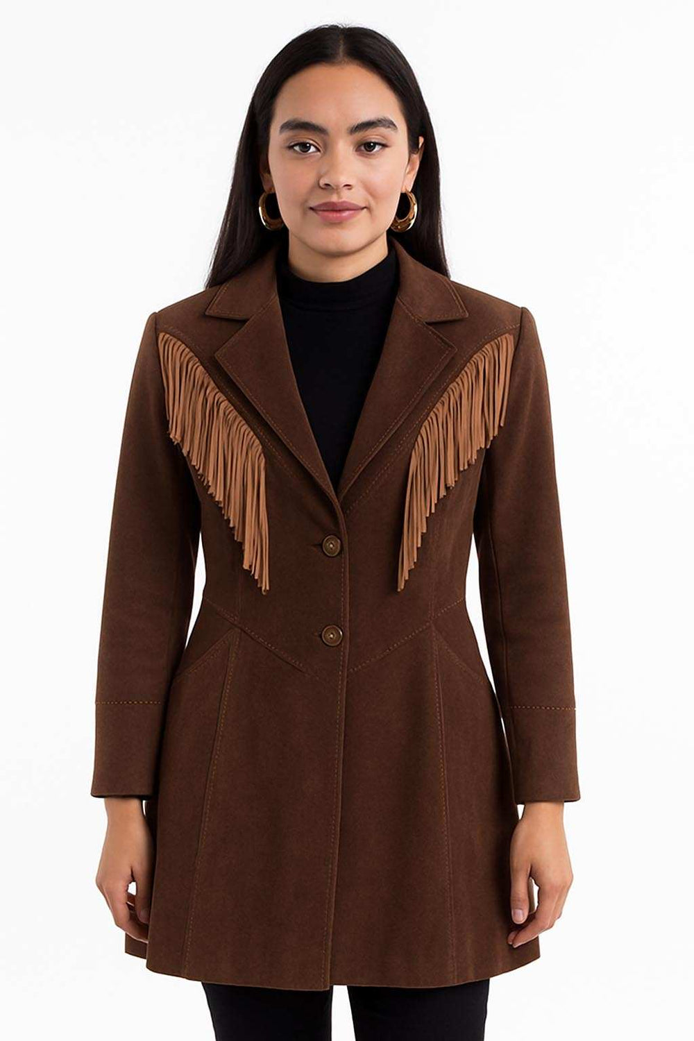 Scully Leather 100% Leather Chocolate Ladies Fringe Jacket - Scully Leather - Flyclothing LLC