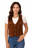 Scully Leather 100% Leather Chocolate V101 Ladies Vest - Scully Leather - Flyclothing LLC