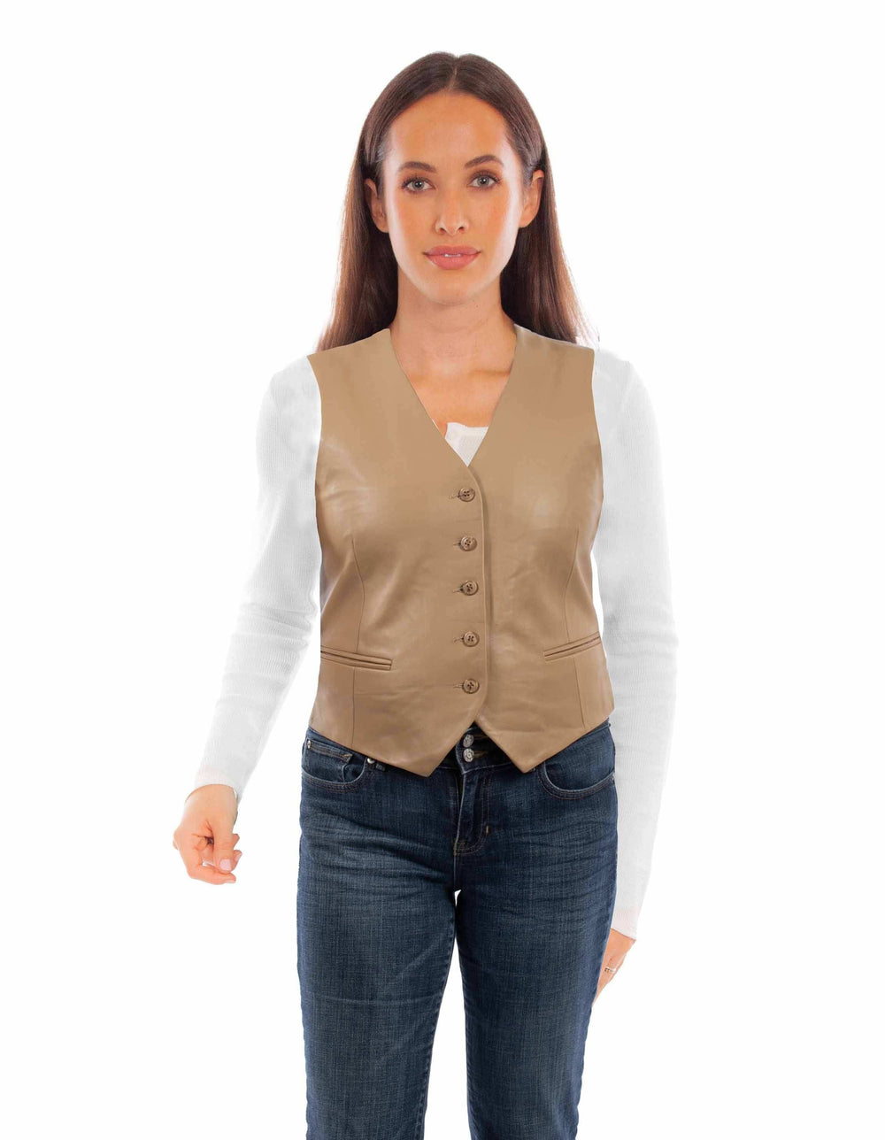 Scully Leather 100% Leather Saddle Tan Ladies Vest Sc-3470l - Scully Leather - Flyclothing LLC