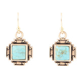Blue Turquoise Golden Aztec Earrings - Barse Jewelry