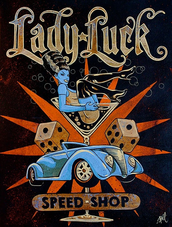 Black Market Art Company Lady Luck Speed Shop Print