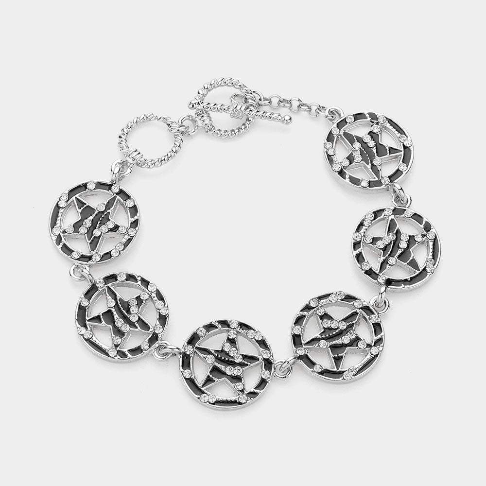 Zebra Patterned Stone Paved Star Link Bracelet - Madeline Love - Flyclothing LLC