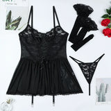 Celeste Black Babydoll 3 Piece Lingerie Set - Lingerie By Coco - Flyclothing LLC