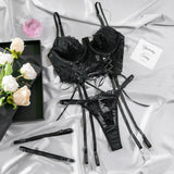 Lust Lace Corset 3 Piece Lingerie Set - Lingerie By Coco - Flyclothing LLC