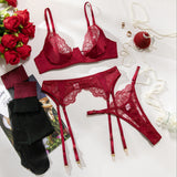 Siren’s Kiss 4 Piece Lace Lingerie Set - Lingerie By Coco - Flyclothing LLC