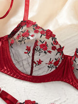 Rose Embroidered Lingerie 2 Piece Set - Lingerie By Coco - Flyclothing LLC