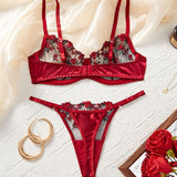 Rose Embroidered Lingerie 2 Piece Set - Lingerie By Coco - Flyclothing LLC