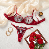 Rose Embroidered Lingerie 2 Piece Set - Lingerie By Coco - Flyclothing LLC
