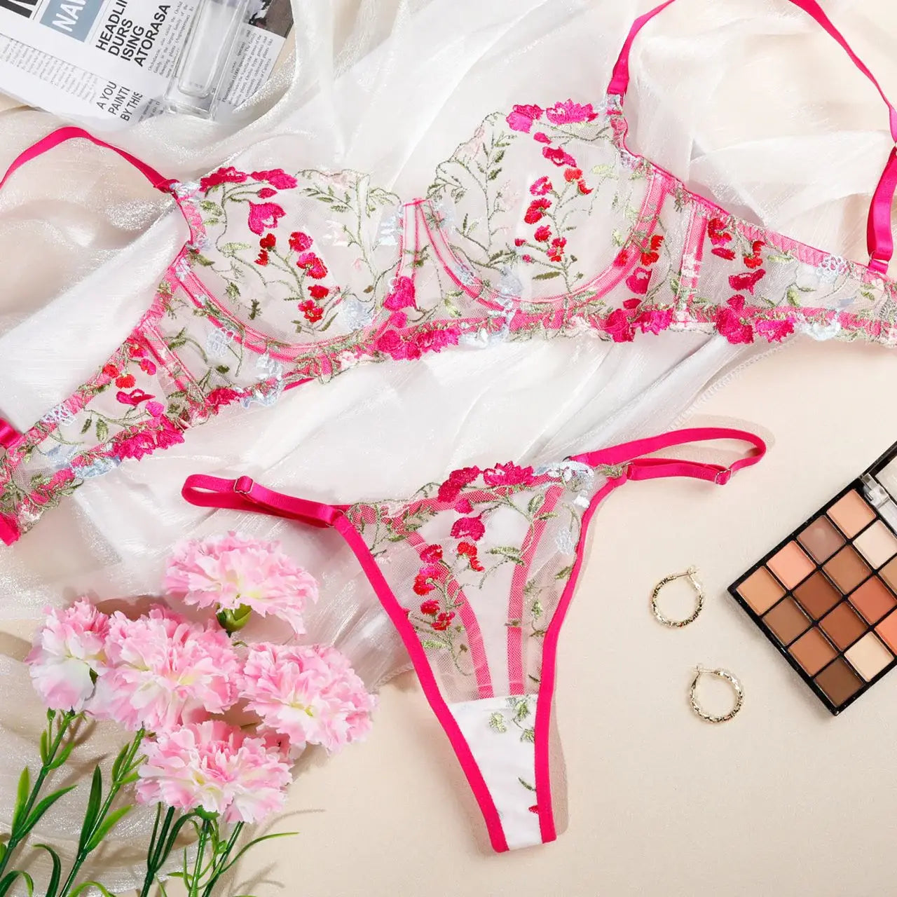 Wild Bloom Lingerie 2 Piece Set - Lingerie By Coco - Flyclothing LLC