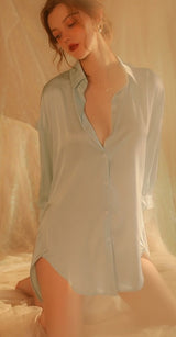 Slip Into Me Satin Sleep Shirt - Lingerie By Coco - Flyclothing LLC