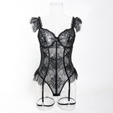 Maison de Minuit Lace Garter Bodysuit - Lingerie By Coco - Flyclothing LLC