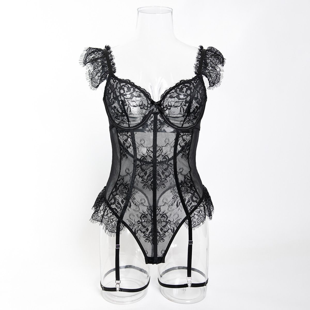 Maison de Minuit Lace Garter Bodysuit - Lingerie By Coco - Flyclothing LLC