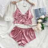 Bella Satin 2 Piece Pajama Set - Lingerie By Coco - Flyclothing LLC