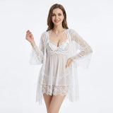 Lola Lush 3-Piece Lace Robe Lingerie Set - Lingerie By Coco - Flyclothing LLC