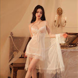 Sweet Surrender 3-Piece Sheer Lace Robe Set - Lingerie By Coco - Flyclothing LLC