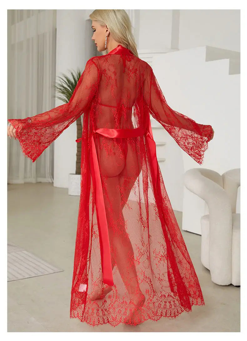 Enchanted Illusion Sheer Lace Robe - Lingerie By Coco - Flyclothing LLC