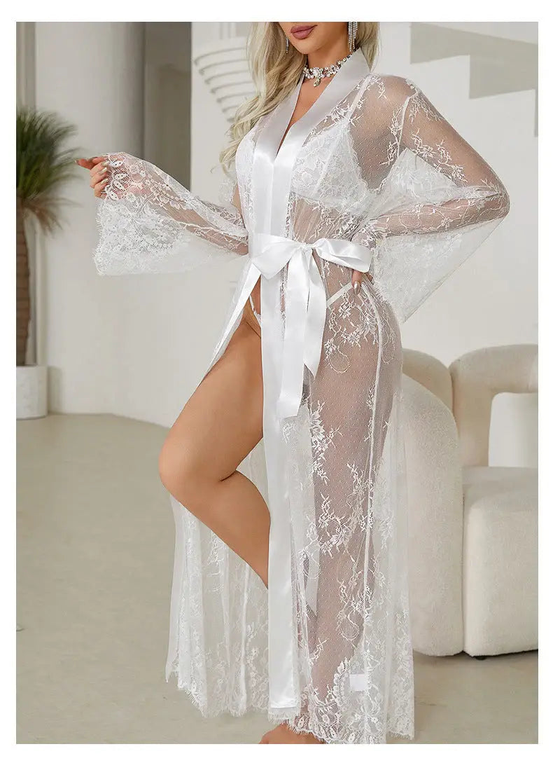 Enchanted Illusion Sheer Lace Robe - Lingerie By Coco - Flyclothing LLC