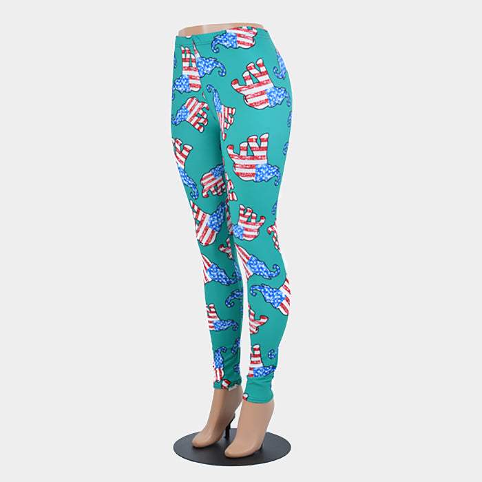American USA Flag Elephant Pattern Leggings - Madeline Love - Flyclothing LLC