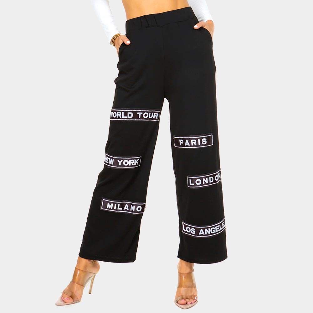 City Name Printed Pants - Madeline Love - Flyclothing LLC