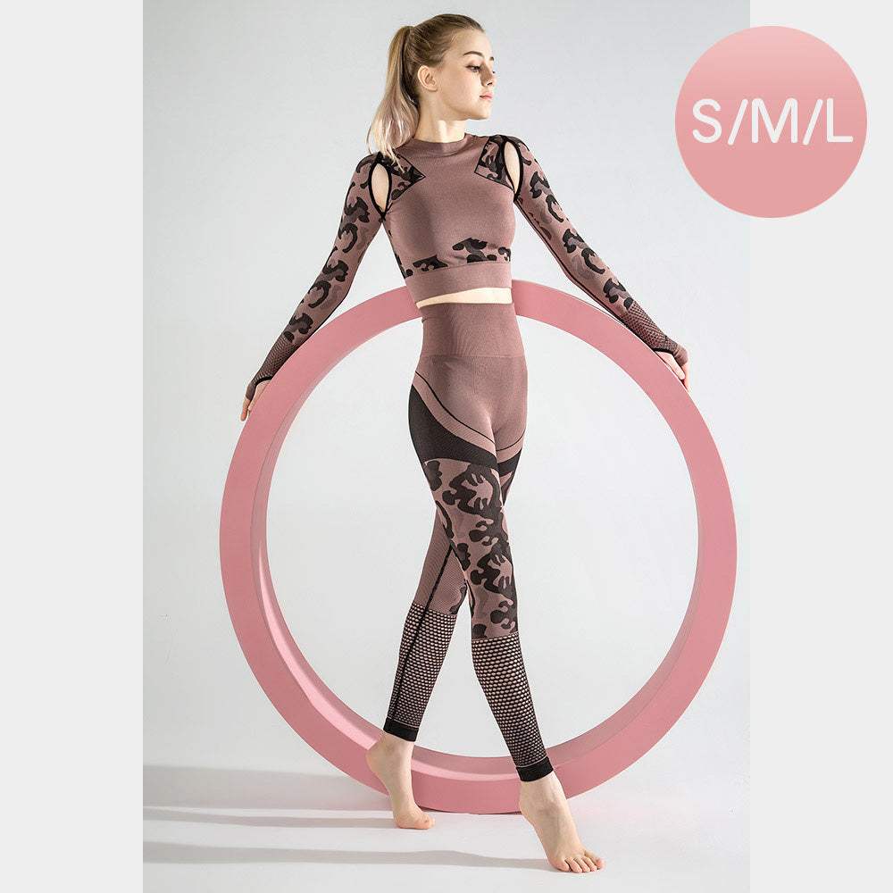 Printed Long Sleeve Crop Top and High Rise Tight Set - Madeline Love - Flyclothing LLC