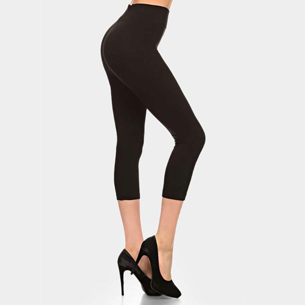 Solid high waist midi leggings - Madeline Love - Flyclothing LLC