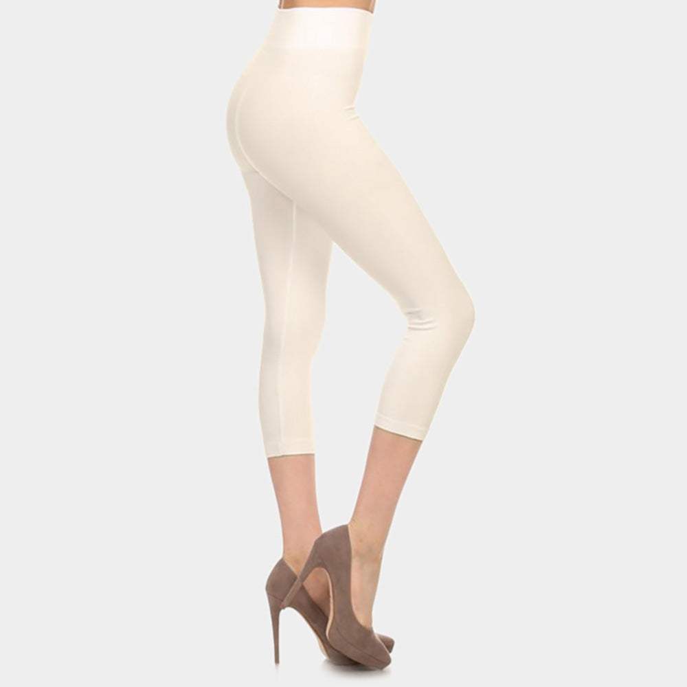 Solid high waist midi leggings - Madeline Love - Flyclothing LLC