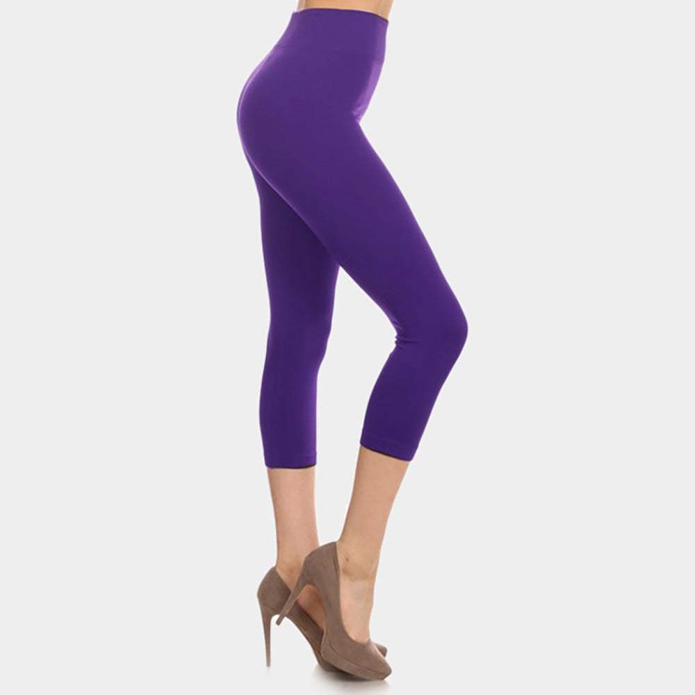 Solid high waist midi leggings - Madeline Love - Flyclothing LLC