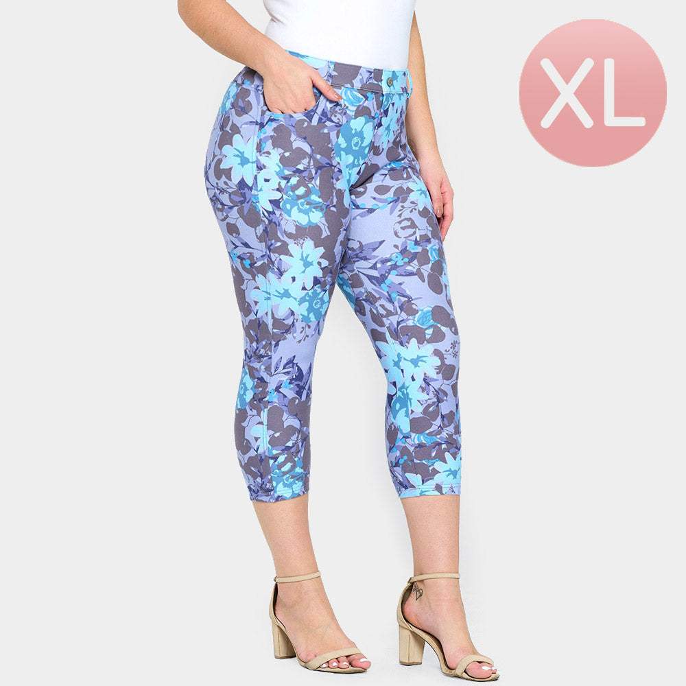 Blossoming Garden Skinny Capri Jeggings - Madeline Love - Flyclothing LLC