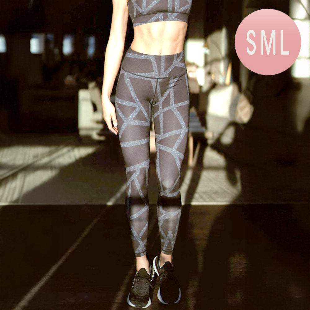 Abstract Grid Printed Activewear Leggings - Madeline Love - Flyclothing LLC