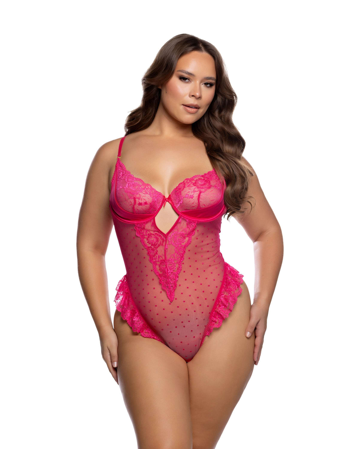 Roma Costume Lacey Rose Teddy LI1125 in Hot Pink;Roma Costume Lacey Rose Teddy LI1125 in Hot Pink back view;Roma Costume Lacey Rose Teddy LI1125 in Hot Pink;Roma Costume Lacey Rose Teddy LI1125 in Hot Pink back view