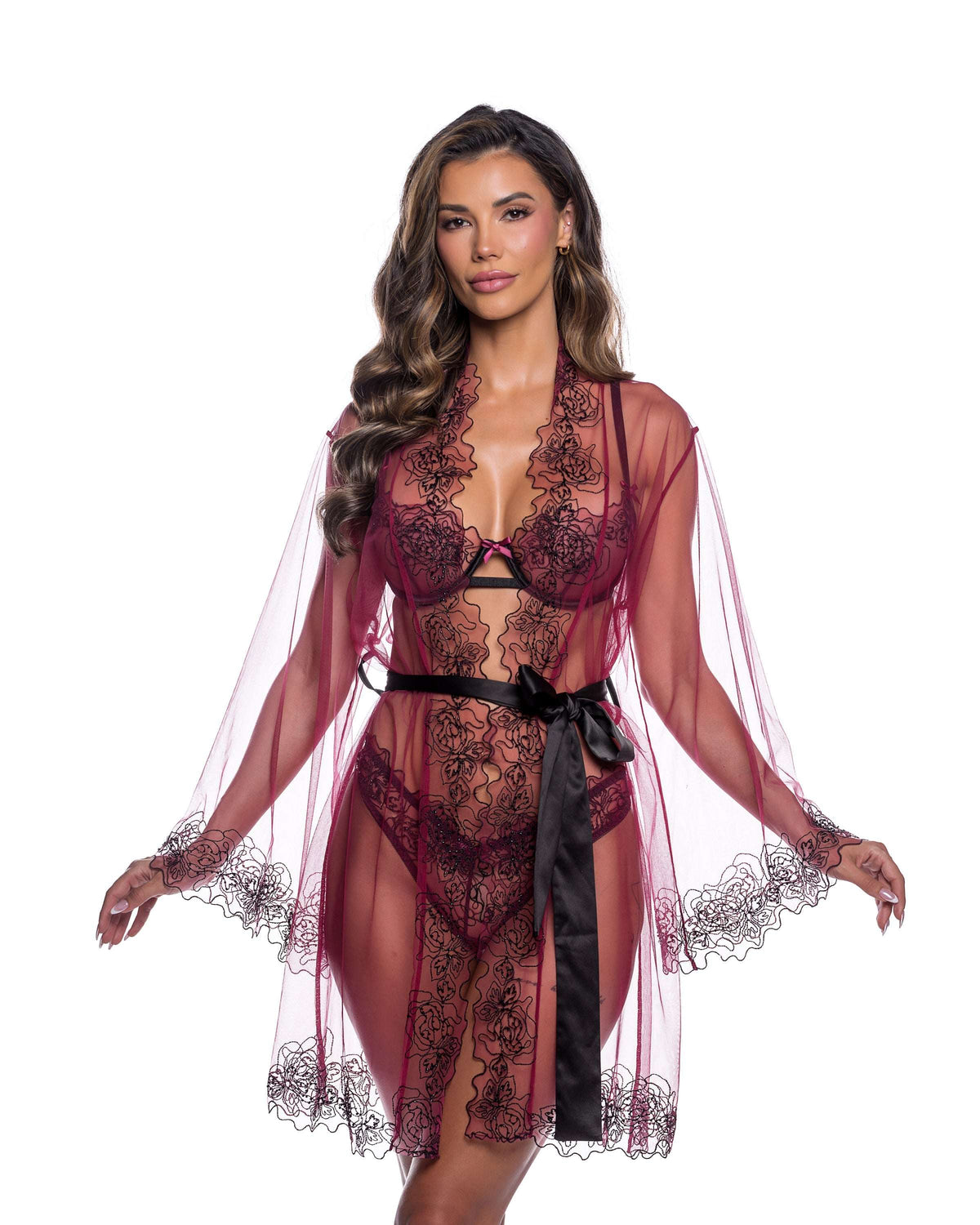 Roma Costume Ruby Robe LI1153 in Wine/Black;Roma Costume Ruby Robe LI1153 in Wine/Black back view