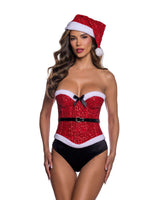Roma Costume Santa Baby Corset & Hat LI1164 in Red;Roma Costume Santa Baby Corset & Hat LI1164 in Red back view;Roma Costume Santa Baby Corset & Hat LI1164 in Red;Roma Costume Santa Baby Corset & Hat LI1164 in Red back view