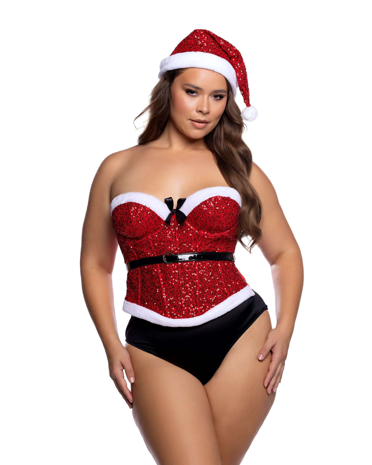 Roma Costume Santa Baby Corset & Hat LI1164 in Red;Roma Costume Santa Baby Corset & Hat LI1164 in Red back view;Roma Costume Santa Baby Corset & Hat LI1164 in Red;Roma Costume Santa Baby Corset & Hat LI1164 in Red back view