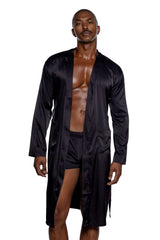 Roma Costume Men's Essentials Robe LI1179 in Black;Roma Costume Men's Essentials Robe LI1179 in Black back view