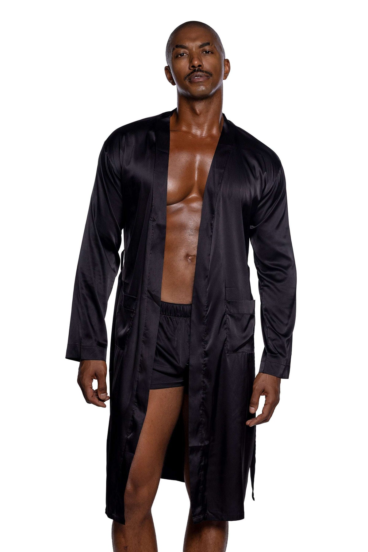Roma Costume Men's Essentials Robe LI1179 in Black;Roma Costume Men's Essentials Robe LI1179 in Black back view