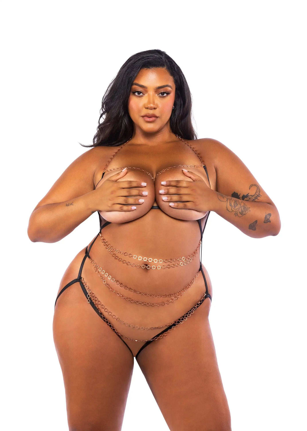 Roma Costume Chain Linked Open Cup & Crotchless Teddy - Roma Costume - Flyclothing LLC