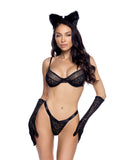 Roma Costume Flocked Leopard Mesh Gloves