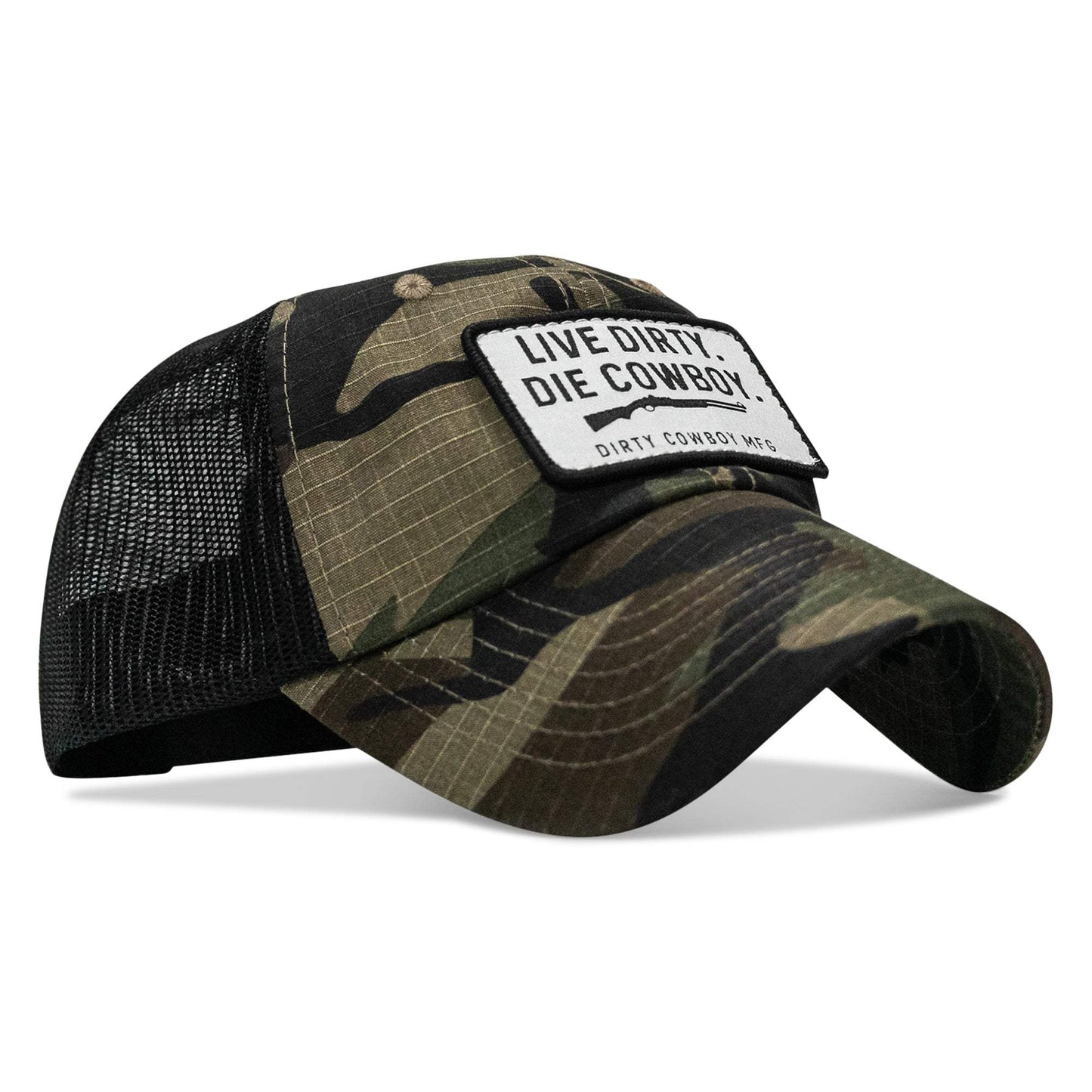 Live Dirty. Die Cowboy Patch Tactical Ripstop Mesh Snapback Hat - DIRTY COWBOY USA - Flyclothing LLC