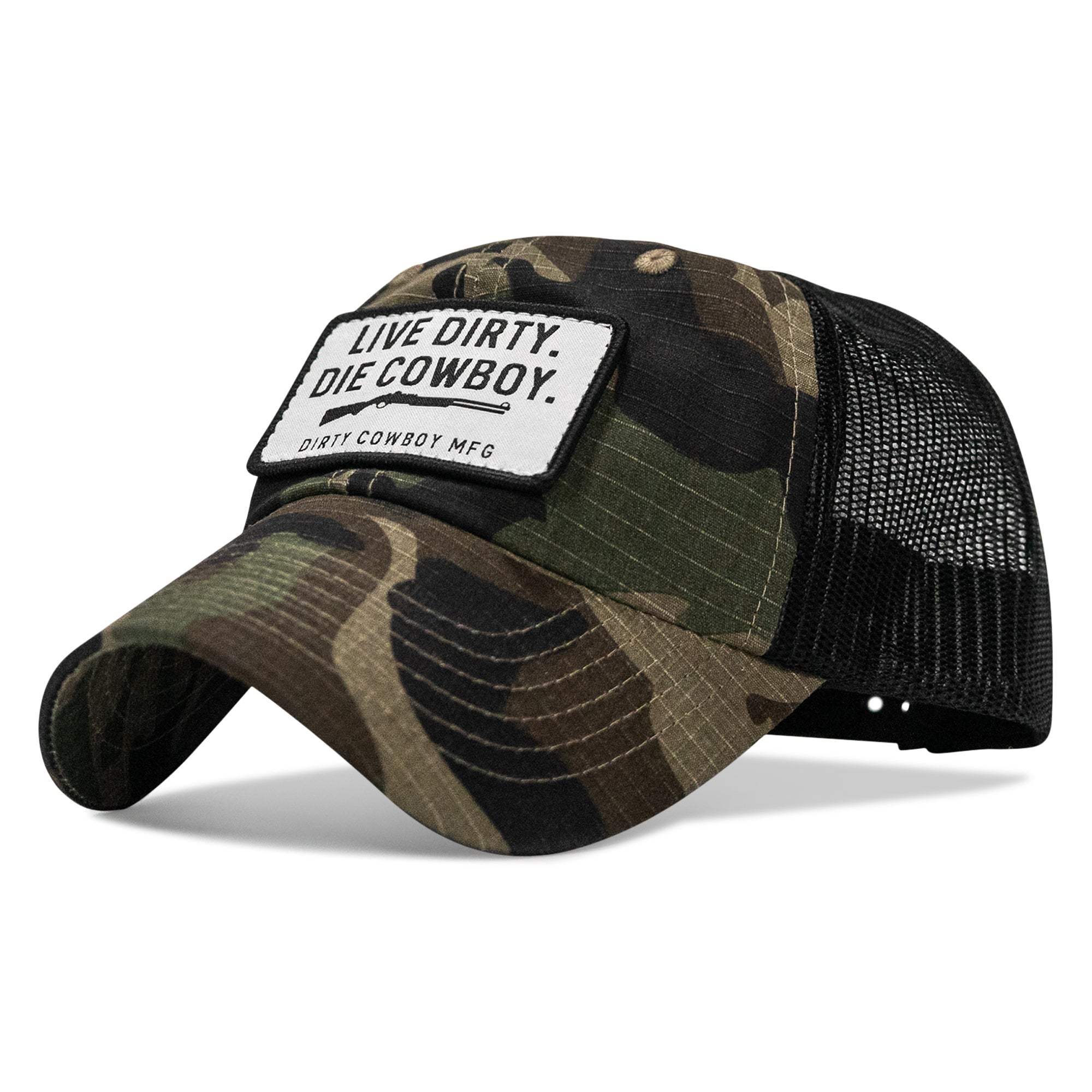 Live Dirty. Die Cowboy Patch Tactical Ripstop Mesh Snapback Hat - DIRTY COWBOY USA - Flyclothing LLC