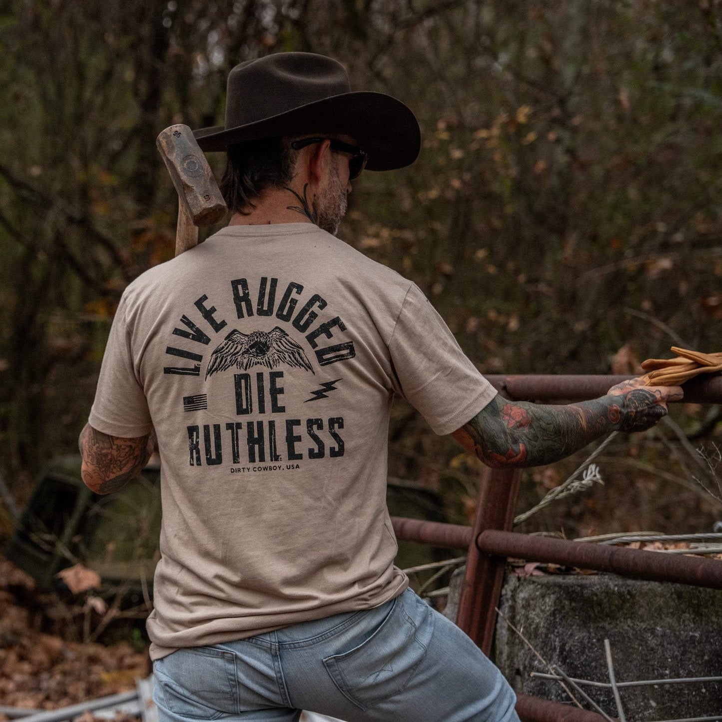 Live Rugged Die Ruthless Men's T-Shirt - DIRTY COWBOY USA - Flyclothing LLC