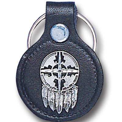 Leather Keychain - Shield & Feathers - Siskiyou Originals - Flyclothing LLC
