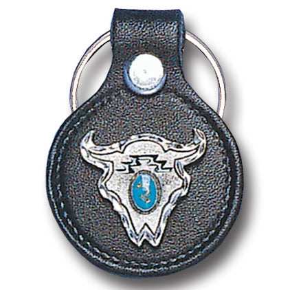 Leather Keychain - Buffalo Skull - Siskiyou Originals - Flyclothing LLC