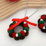 Bow Pom Pom Wreath Long Pendant Necklace - Madeline Love - Flyclothing LLC